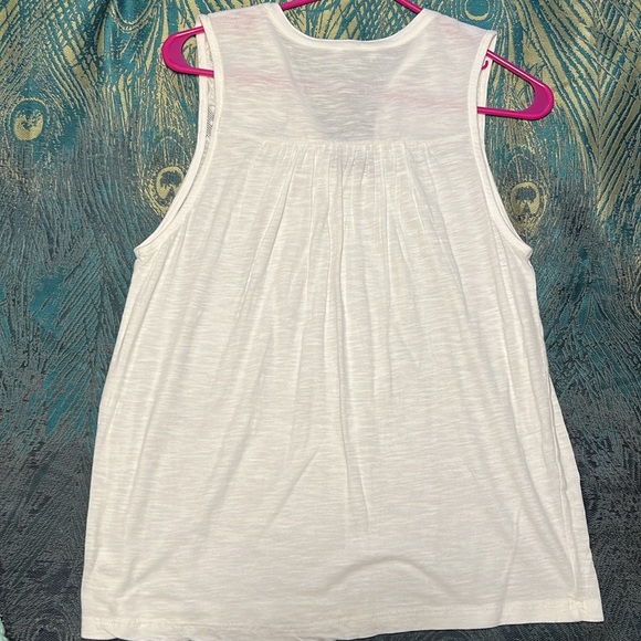 NWT Lucky Brand White Sleeveless Tank Top w/ Lace size XS - Picture 4 of 6